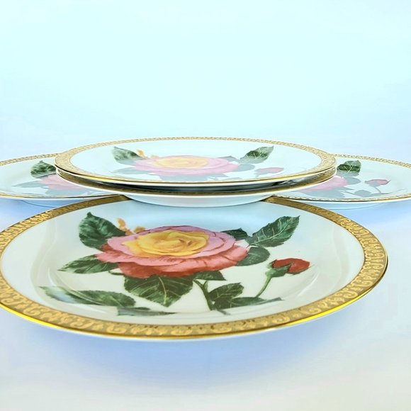 Vintage - Gold Buffet Royal Gallery - Pink Rose Pattern - Salad Plates - 6 - Picture 5 of 12